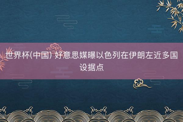 世界杯(中国) 好意思媒曝以色列在伊朗左近多国设据点