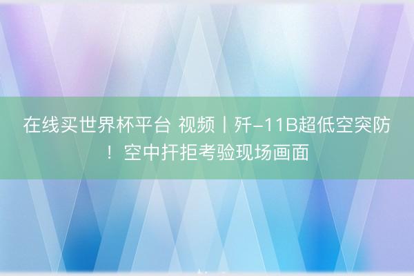 在线买世界杯平台 视频丨歼-11B超低空突防！空中扞拒考验现场画面