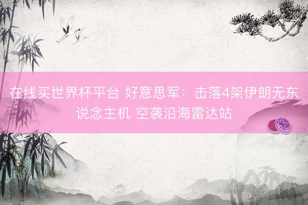 在线买世界杯平台 好意思军：击落4架伊朗无东说念主机 空袭沿海雷达站
