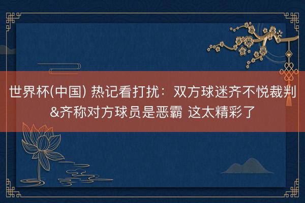 世界杯(中国) 热记看打扰：双方球迷齐不悦裁判&齐称对方球员是恶霸 这太精彩了