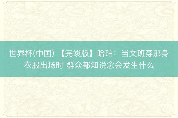 世界杯(中国) 【完竣版】哈珀:当文班穿那身衣服出场时 群众都知说念会发生什么