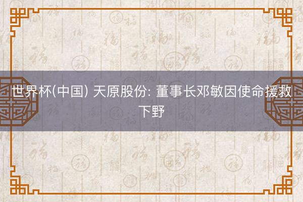 世界杯(中国) 天原股份: 董事长邓敏因使命援救下野