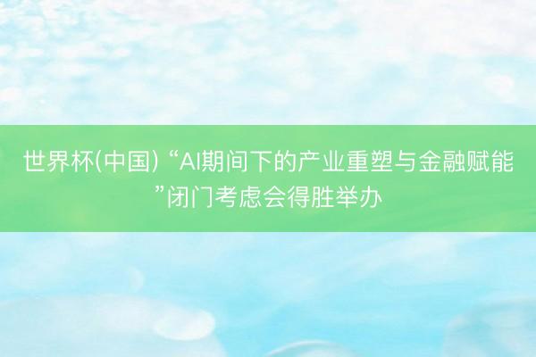 世界杯(中国) “AI期间下的产业重塑与金融赋能”闭门考虑会得胜举办