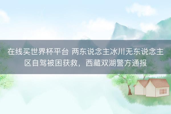 在线买世界杯平台 两东说念主冰川无东说念主区自驾被困获救，西藏双湖警方通报