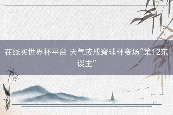 在线买世界杯平台 天气或成寰球杯赛场“第12东谈主”