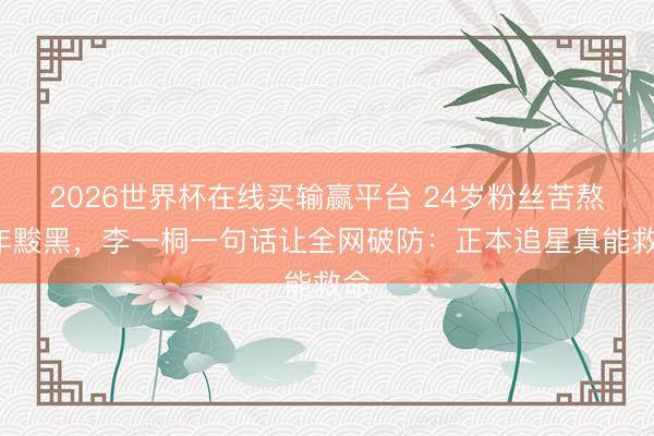 2026世界杯在线买输赢平台 24岁粉丝苦熬8年黢黑,李一桐一句话让全网破防:正本追星真能救命
