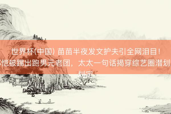 世界杯(中国) 苗苗半夜发文护夫引全网泪目！郑恺被踢出跑男元老团，太太一句话揭穿综艺圈潜划定