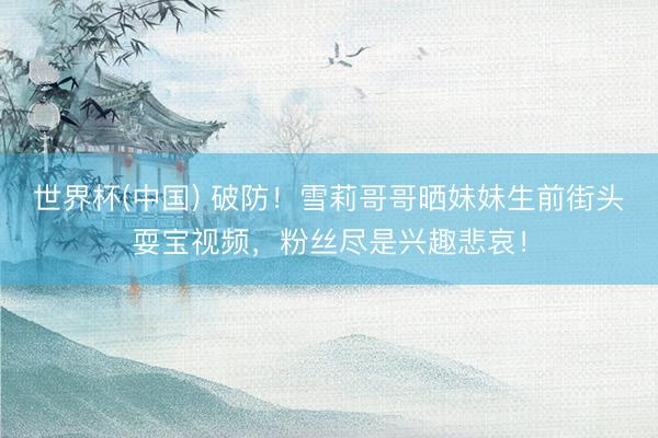 世界杯(中国) 破防!雪莉哥哥晒妹妹生前街头耍宝视频,粉丝尽是兴趣悲哀!