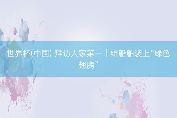 世界杯(中国) 拜访大家第一｜给船舶装上“绿色翅膀”