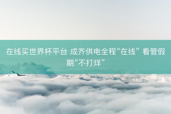 在线买世界杯平台 成齐供电全程“在线” 看管假期“不打烊”