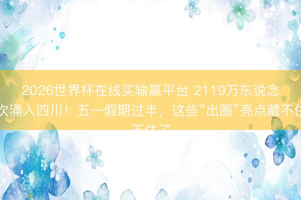 2026世界杯在线买输赢平台 2119万东说念主次涌入四川！五一假期过半，这些“出圈”亮点藏不住了
